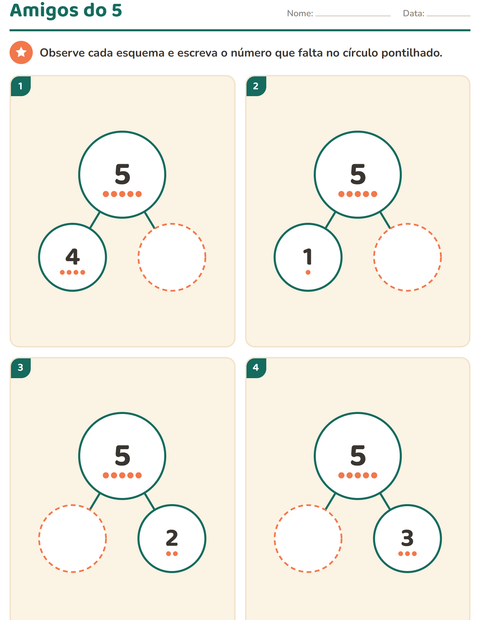 Pré-visualização da ficha de Decomposição de números para Educação infantil (pré-escola, 5-7 anos)