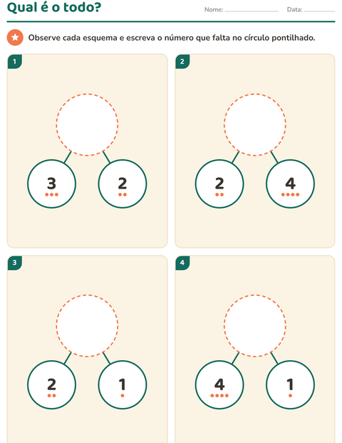 Pré-visualização da ficha de Decomposição de números para Educação infantil (pré-escola, 5-7 anos)