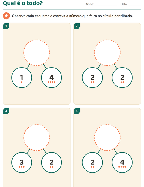 Pré-visualização da ficha de Decomposição de números para Educação infantil (pré-escola, 5-7 anos)