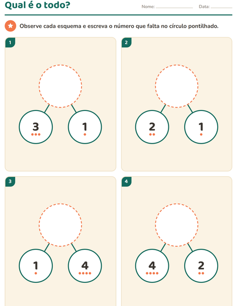 Pré-visualização da ficha de Decomposição de números para Educação infantil (pré-escola, 5-7 anos)