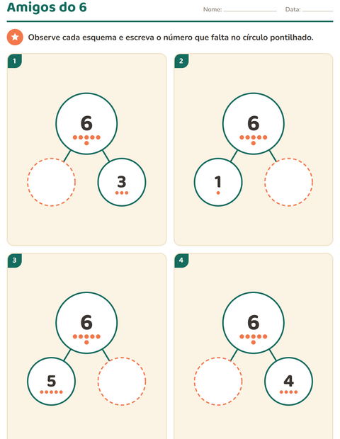 Pré-visualização da ficha de Decomposição de números para Educação infantil (pré-escola, 5-7 anos)