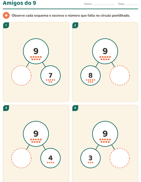 Pré-visualização da ficha de Decomposição de números para Educação infantil (pré-escola, 5-7 anos)