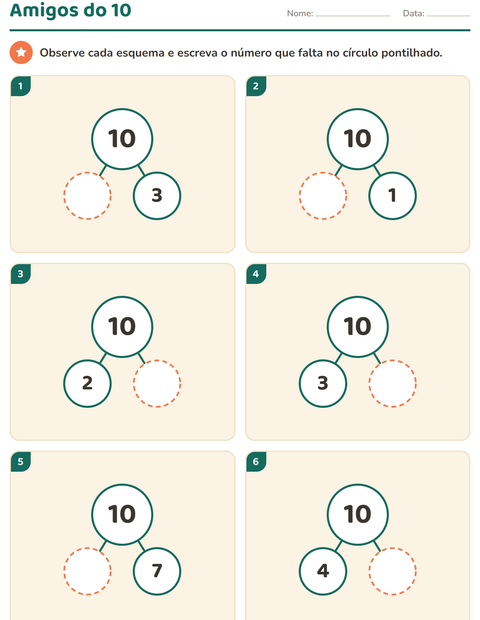 Pré-visualização da ficha de Decomposição de números para Educação infantil (pré-escola, 5-7 anos)