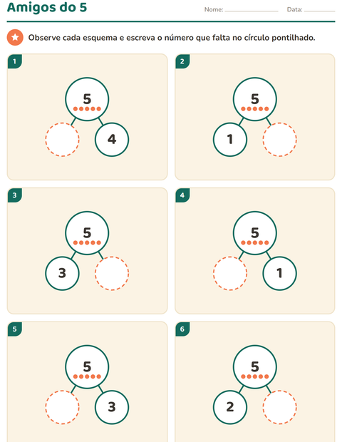 Amigos do 5: complete com apoio das bolinhas