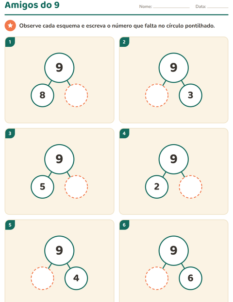 Pré-visualização da ficha de Decomposição de números para Educação infantil (pré-escola, 5-7 anos)