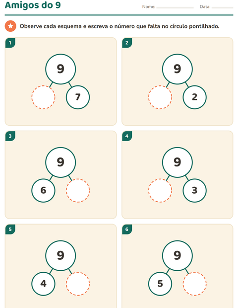 Pré-visualização da ficha de Decomposição de números para Educação infantil (pré-escola, 5-7 anos)