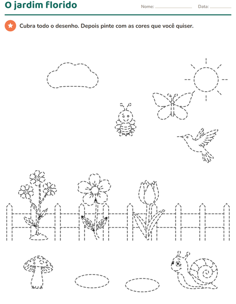 Pré-visualização da ficha de Desenhos pontilhados para Educação infantil (pré-escola, 5-7 anos)