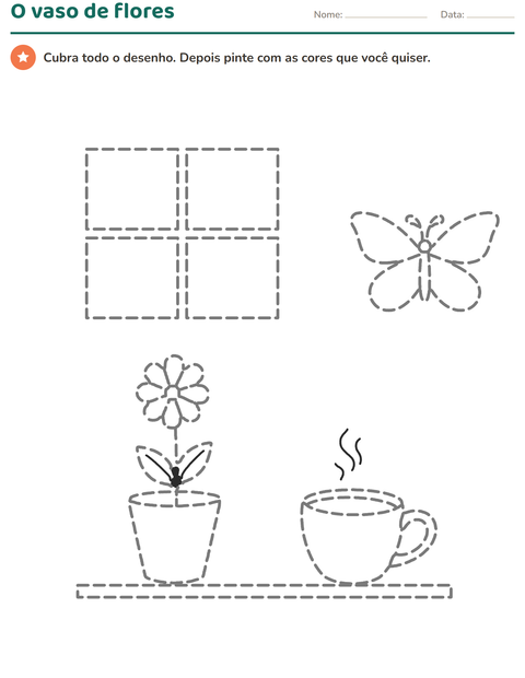 Pré-visualização da ficha de Desenhos pontilhados para Educação infantil (pré-escola, 5-7 anos)