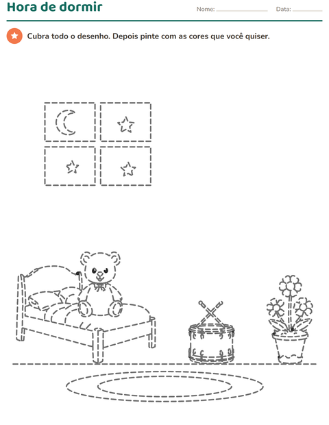 Pré-visualização da ficha de Desenhos pontilhados para Educação infantil (pré-escola, 5-7 anos)