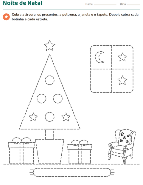 Pré-visualização da ficha de Desenhos pontilhados para Educação infantil (pré-escola, 5-7 anos)