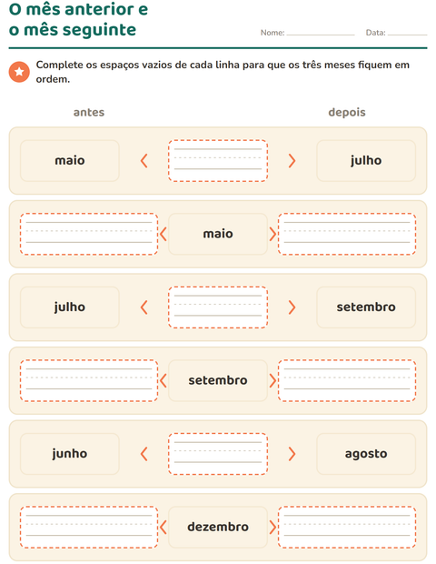 Pré-visualização da ficha de Dias e meses para 1º ano do ensino fundamental