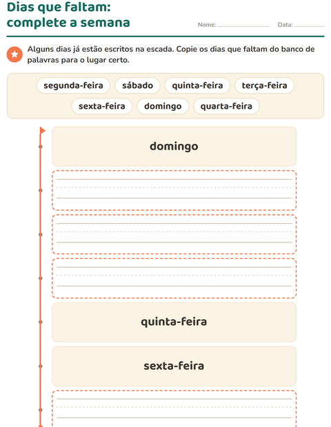 Pré-visualização da ficha de Dias e meses para Educação infantil (pré-escola, 5-7 anos)