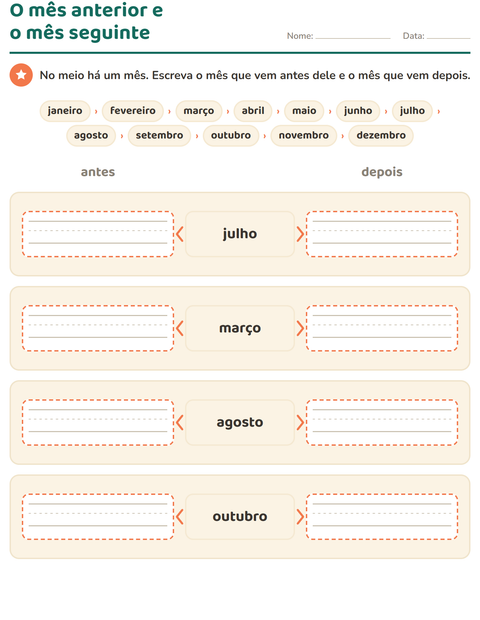 Pré-visualização da ficha de Dias e meses para 1º ano do ensino fundamental