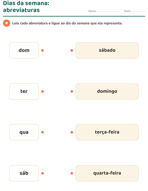 Pré-visualização da ficha de Dias e meses para 1º ano do ensino fundamental