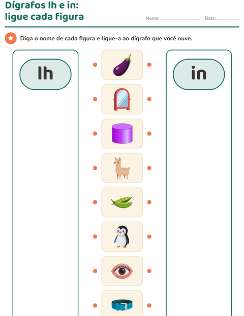 Pré-visualização da ficha de Dígrafos para Educação infantil (pré-escola, 5-7 anos)