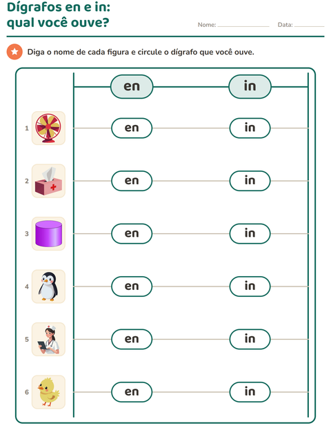 Pré-visualização da ficha de Dígrafos para 1º ano do ensino fundamental