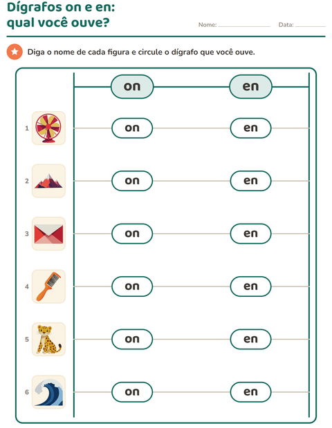 Pré-visualização da ficha de Dígrafos para 1º ano do ensino fundamental