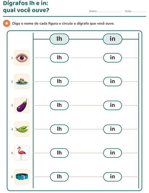 Pré-visualização da ficha de Dígrafos para 1º ano do ensino fundamental