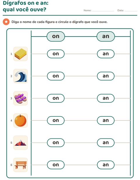 Pré-visualização da ficha de Dígrafos para 1º ano do ensino fundamental