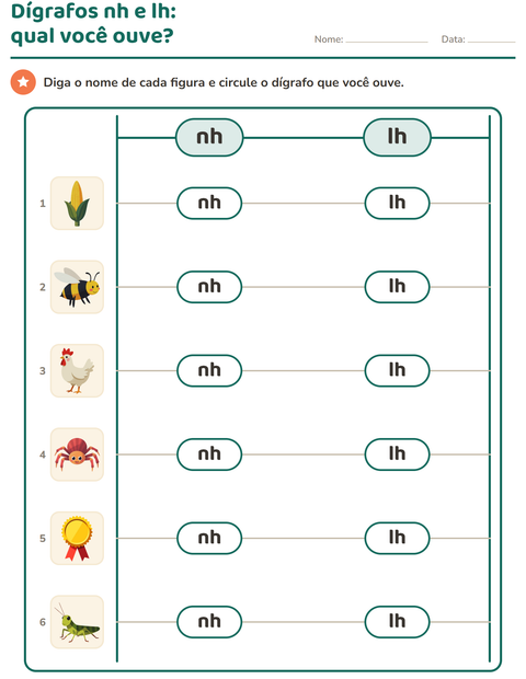 Pré-visualização da ficha de Dígrafos para 1º ano do ensino fundamental