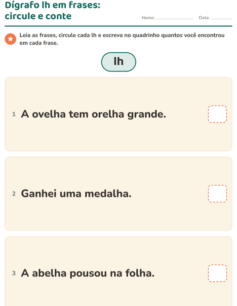 Pré-visualização da ficha de Dígrafos para 2º ano do ensino fundamental