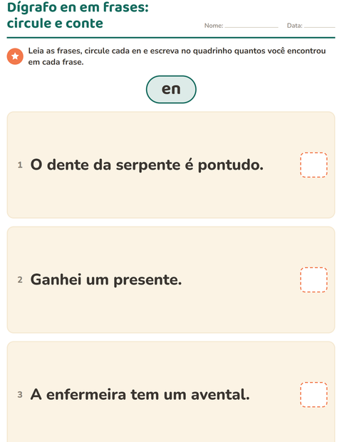 Pré-visualização da ficha de Dígrafos para 2º ano do ensino fundamental