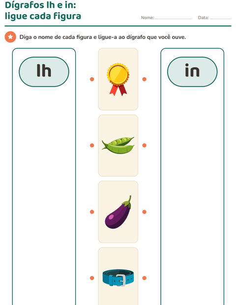 Pré-visualização da ficha de Dígrafos para Educação infantil (pré-escola, 5-7 anos)