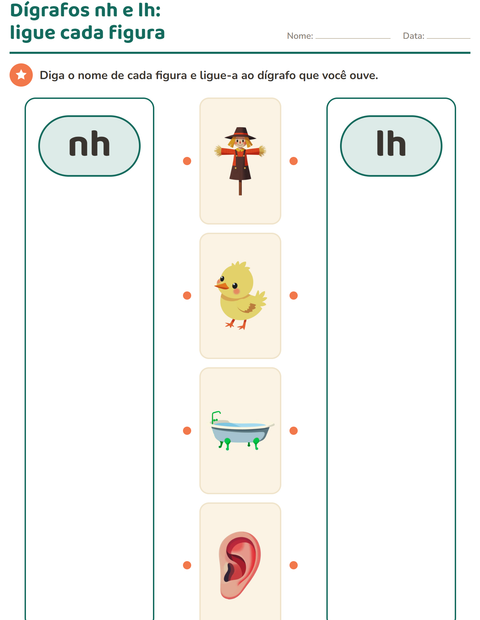 Pré-visualização da ficha de Dígrafos para Educação infantil (pré-escola, 5-7 anos)