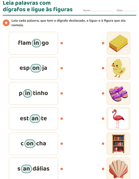 Pré-visualização da ficha de Dígrafos para 1º ano do ensino fundamental