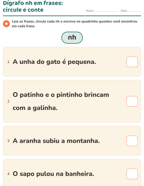 Pré-visualização da ficha de Dígrafos para 2º ano do ensino fundamental