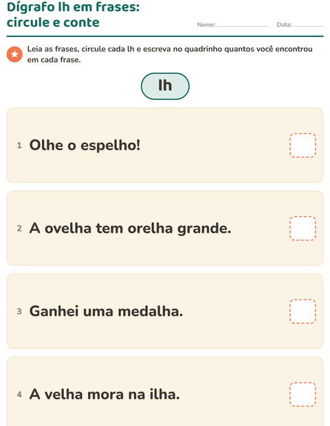 Pré-visualização da ficha de Dígrafos para 2º ano do ensino fundamental
