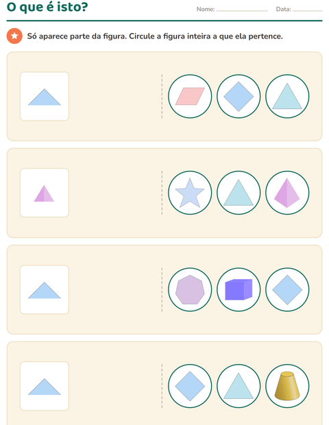 Pré-visualização da ficha de Discriminação visual com Formas para Educação infantil (pré-escola, 5-7 anos)