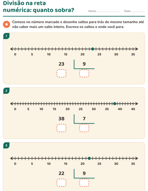 Pré-visualização da ficha de Divisão com resto para 3º ano do ensino fundamental
