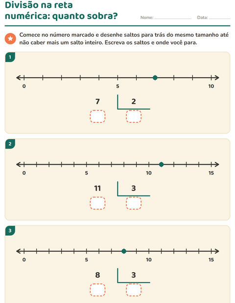 Pré-visualização da ficha de Divisão com resto para 3º ano do ensino fundamental