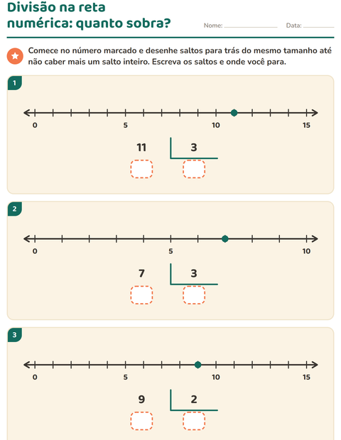 Pré-visualização da ficha de Divisão com resto para 3º ano do ensino fundamental