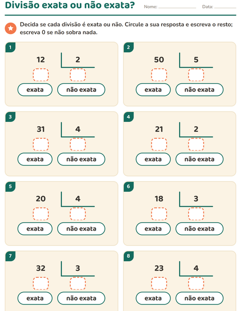 Divisão exata ou não exata?