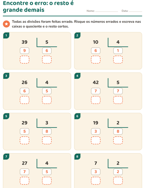 Encontre o erro: o resto é grande demais