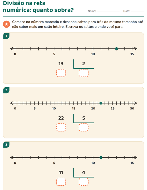 Pré-visualização da ficha de Divisão com resto para 3º ano do ensino fundamental