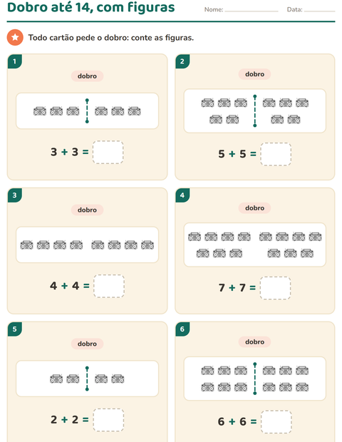 Pré-visualização da ficha de Dobro e metade com Casa e Natureza PB para 1º ano do ensino fundamental