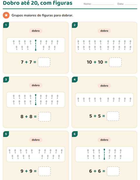 Pré-visualização da ficha de Dobro e metade com Dia dos Namorados PB 2 para 1º ano do ensino fundamental