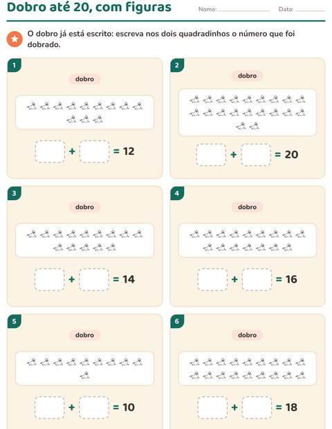 Pré-visualização da ficha de Dobro e metade com Animais do zoológico PB para 1º ano do ensino fundamental