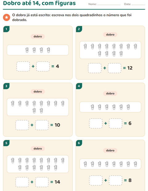 Pré-visualização da ficha de Dobro e metade com Natureza PB para 1º ano do ensino fundamental