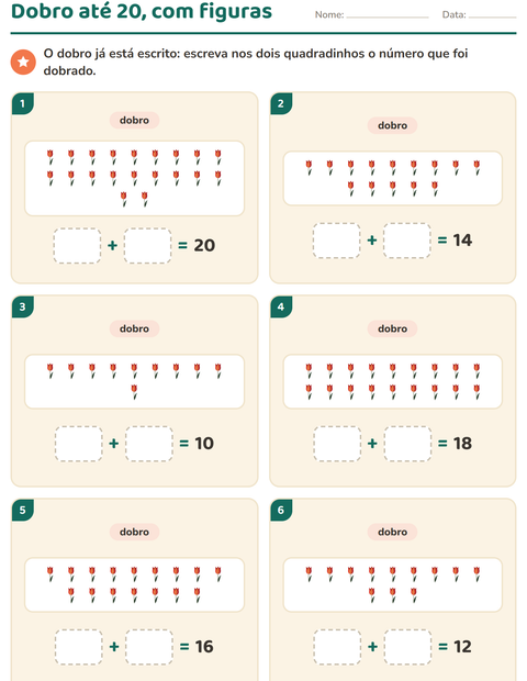 Pré-visualização da ficha de Dobro e metade com Páscoa para 1º ano do ensino fundamental