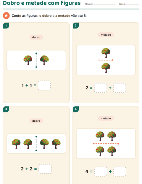 Pré-visualização da ficha de Dobro e metade com Diversos para 1º ano do ensino fundamental