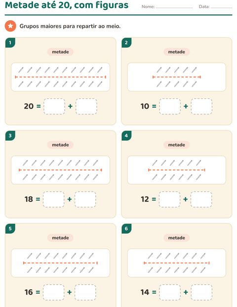 Pré-visualização da ficha de Dobro e metade com Educação PB para 1º ano do ensino fundamental