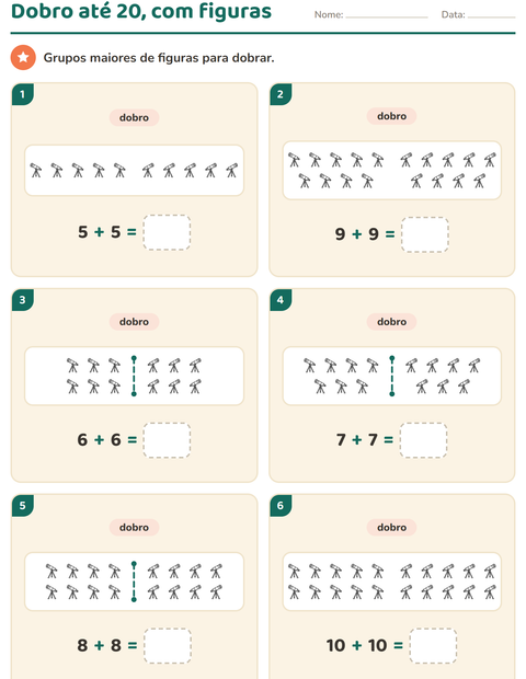 Pré-visualização da ficha de Dobro e metade com Espaço PB para 1º ano do ensino fundamental