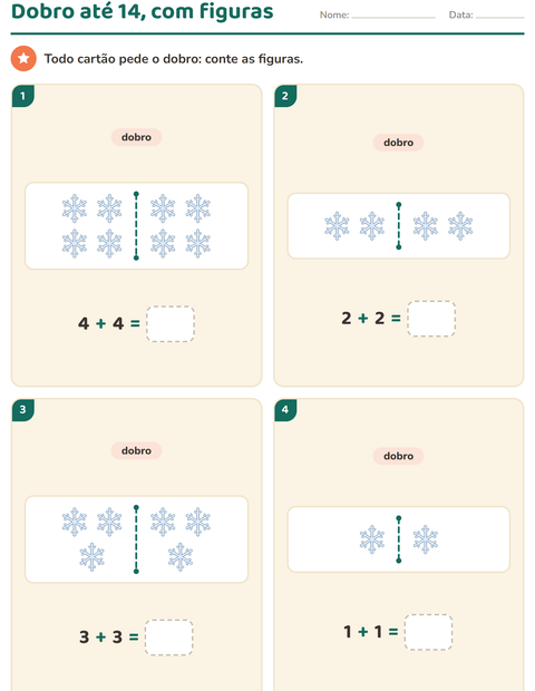Pré-visualização da ficha de Dobro e metade com Clima para 1º ano do ensino fundamental