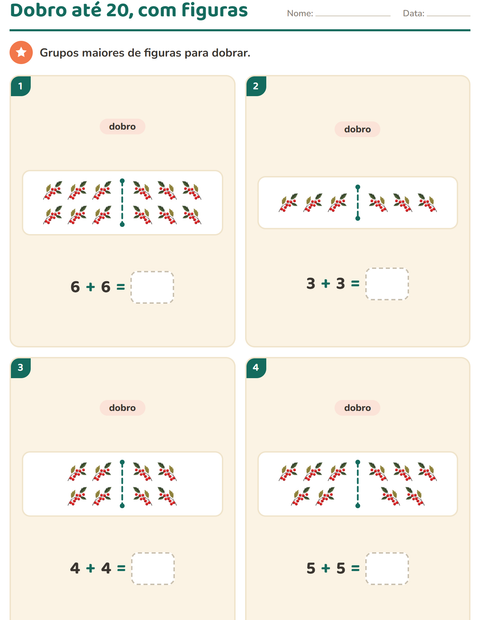 Pré-visualização da ficha de Dobro e metade com Dia de Ação de Graças para 1º ano do ensino fundamental