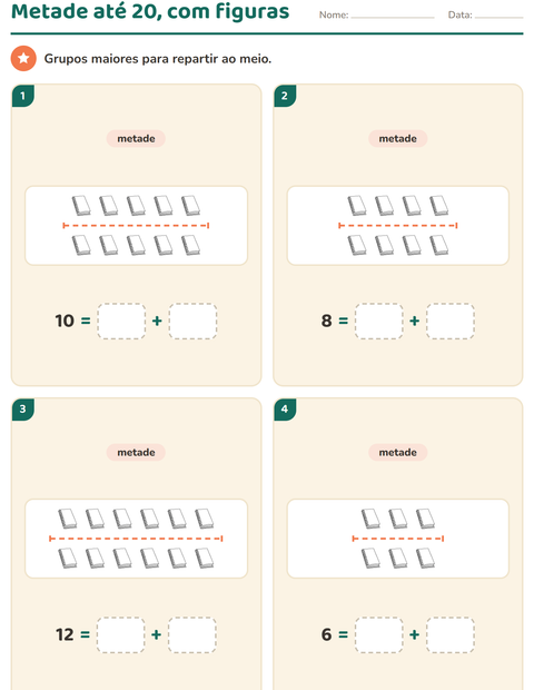 Pré-visualização da ficha de Dobro e metade com Educação PB para 1º ano do ensino fundamental