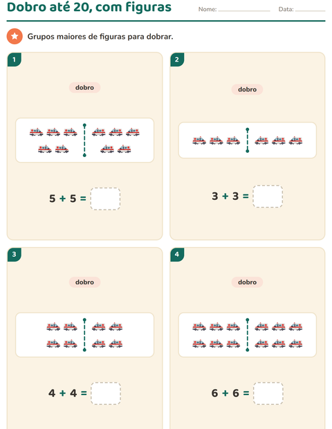 Pré-visualização da ficha de Dobro e metade com Hospital para 1º ano do ensino fundamental